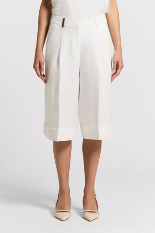 Pure linen gabardine shorts