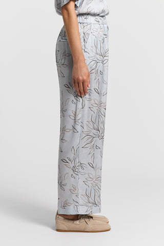 Printed viscose satin trousers