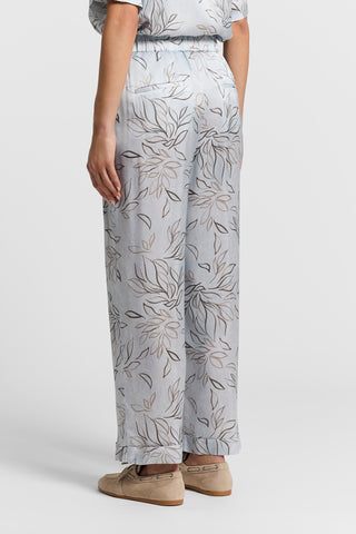 Printed viscose satin trousers