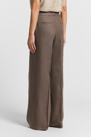Pure linen gabardine trousers
