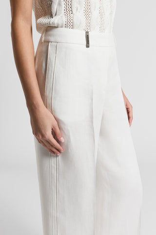 Pure linen gabardine trousers