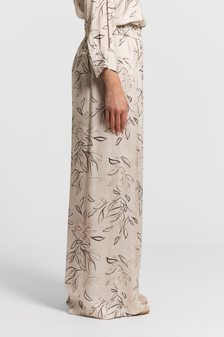 Printed viscose satin trousers