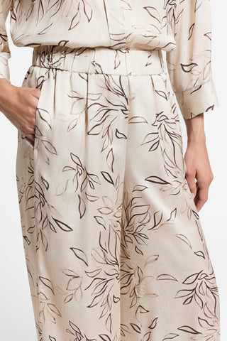 Printed viscose satin trousers