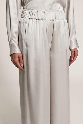 Pantalone a palazzo in raso di viscosa