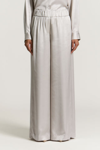 Pantalone a palazzo in raso di viscosa