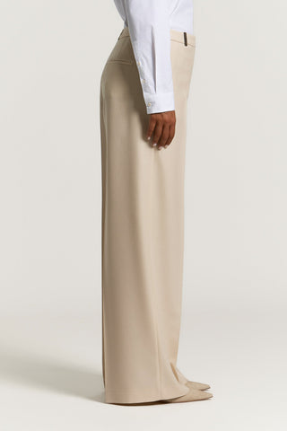 Pantalone palazzo in flanella in lana lurex
