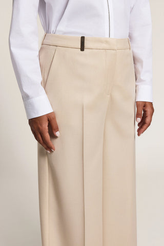 Pantalone palazzo in flanella in lana lurex