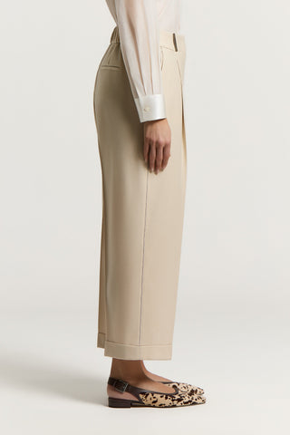 Pantalone carrot in flanella di lana
