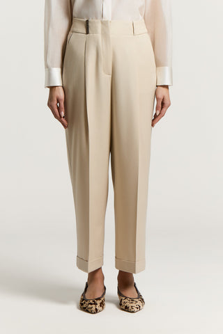Pantalone carrot in flanella di lana