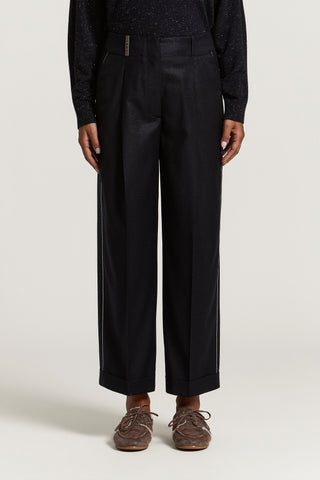 Pantalone carrot in flanella di lana