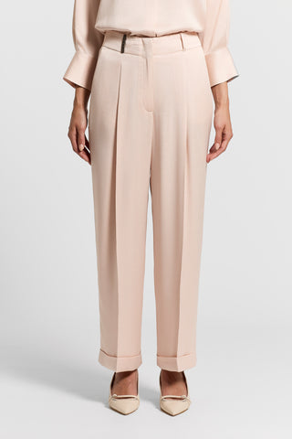 Viscose-blend satin trousers