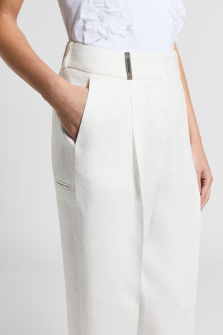 Pure linen gabardine trousers