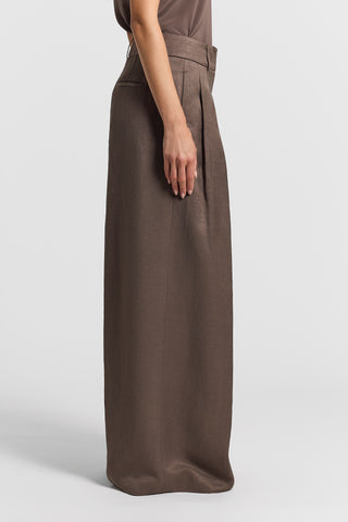 Linen and viscose twill trousers