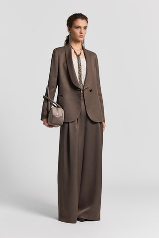 Linen and viscose twill trousers