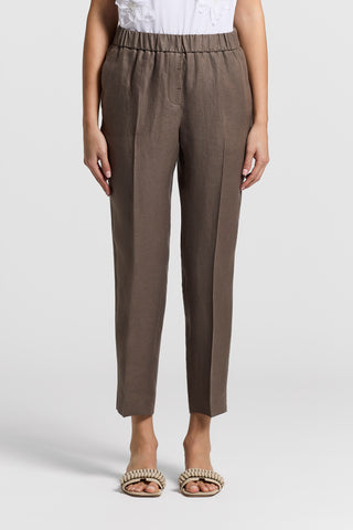 Pure linen gabardine trousers