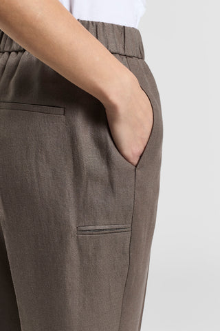 Pure linen gabardine trousers