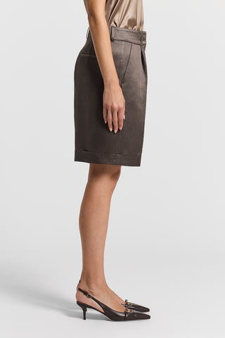 Glazed linen-blend shorts