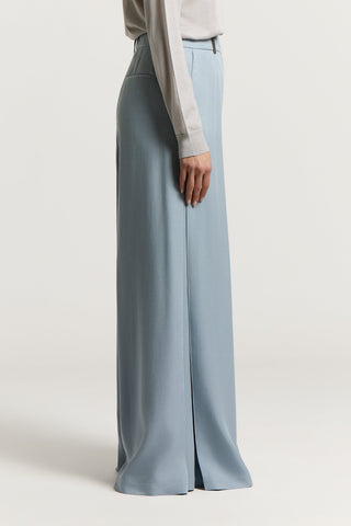 Pantalone palazzo in twill in puro tencel
