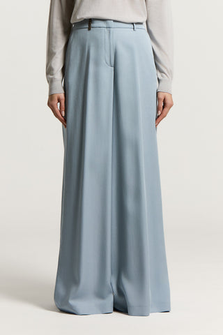Pantalone palazzo in twill in puro tencel