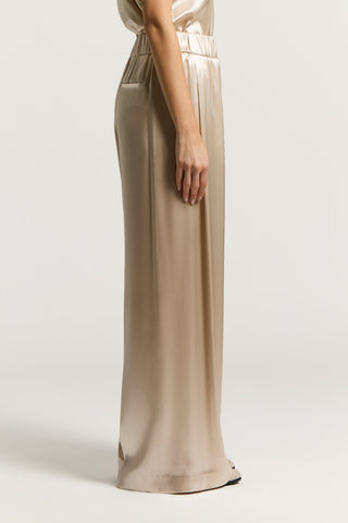 Pantalone palazzo in raso lucido di viscosa