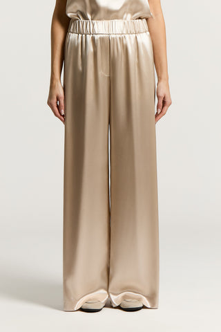 Pantalone palazzo in raso lucido di viscosa