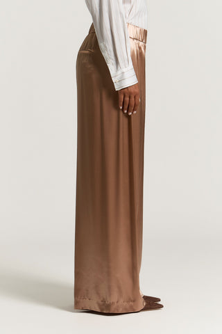 Pantalone palazzo in raso lucido di viscosa