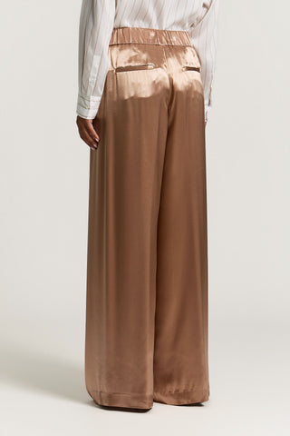 Pantalone palazzo in raso lucido di viscosa