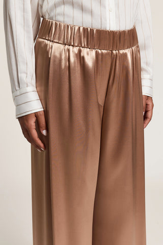 Pantalone palazzo in raso lucido di viscosa