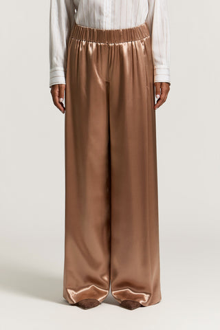 Pantalone palazzo in raso lucido di viscosa