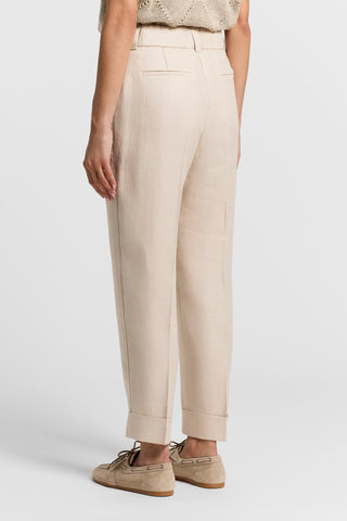 Pure linen gabardine trousers