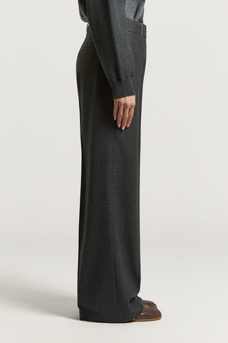 Pantalone a palazzo in flanella in lana lurex