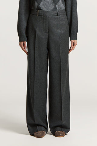 Pantalone a palazzo in flanella in lana lurex