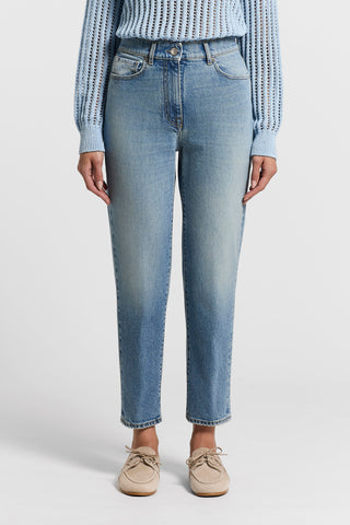 Washed straight-leg jeans