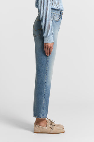 Washed straight-leg jeans