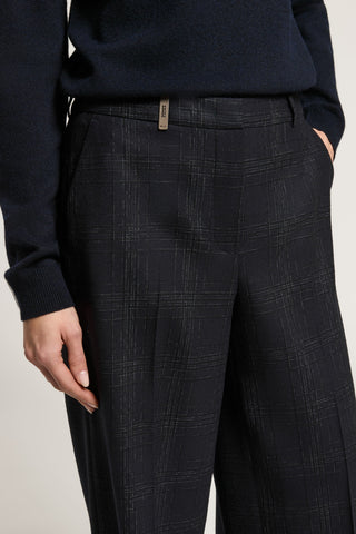 Lurex and wool flannel trousers