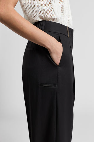 Stretch cotton sateen trousers