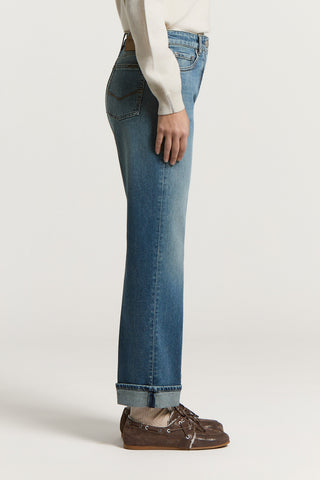 Denim blu chiaro sky in twill di cotone
