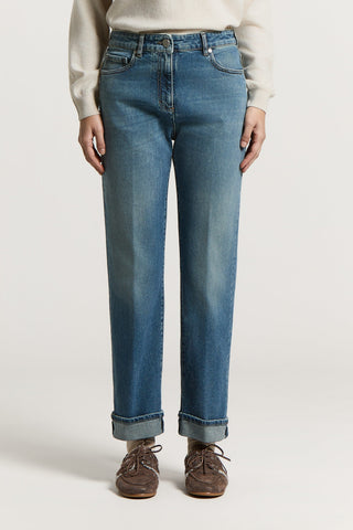 Denim blu chiaro sky in twill di cotone