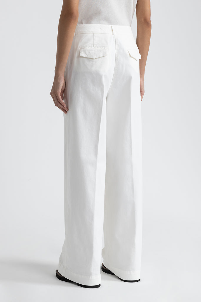 Wide-leg trousers in cotton gabardine  