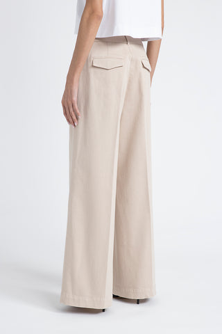 Wide-leg trousers in cotton gabardine  