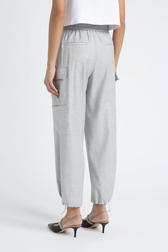 Wool viscose baggy trousers with cargo pockets  