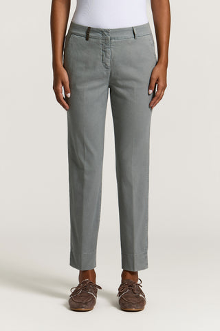 Pantalone a sigaretta in gabardina di cotone