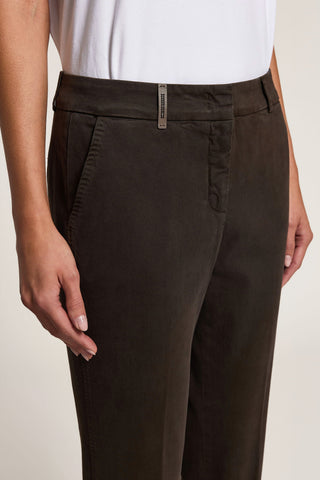 Pantalone a sigaretta in gabardina di cotone