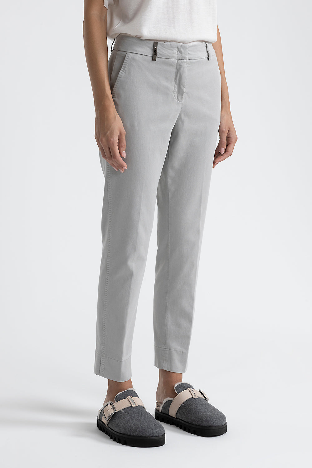 Peserico Pantalone Iconic 4718 in gabardina di cotone seta e tencel