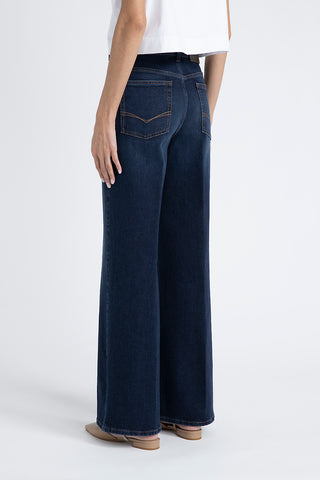 Stretch denim cotton palazzo trousers  