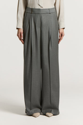 Pantalone con doppia pinche in lana viscosa