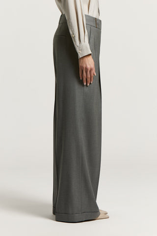 Pantalone con doppia pinche in lana viscosa