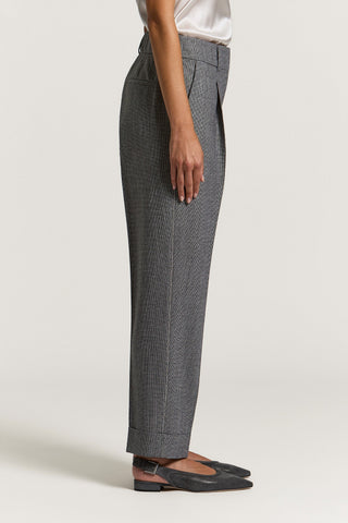 Pantalone in micro pied de poule in lana e lurex