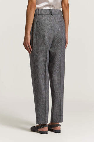 Pantalone in micro pied de poule in lana e lurex