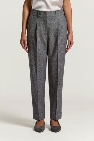 Pantalone in micro pied de poule in lana e lurex